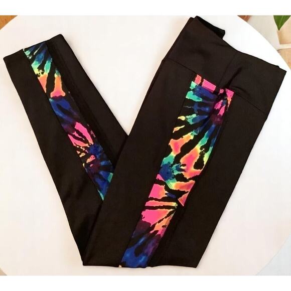 NWT - Pink Victoria's Secret Black Rainbow Tie-Dye Leggings Size: S|P - Picture 4 of 5